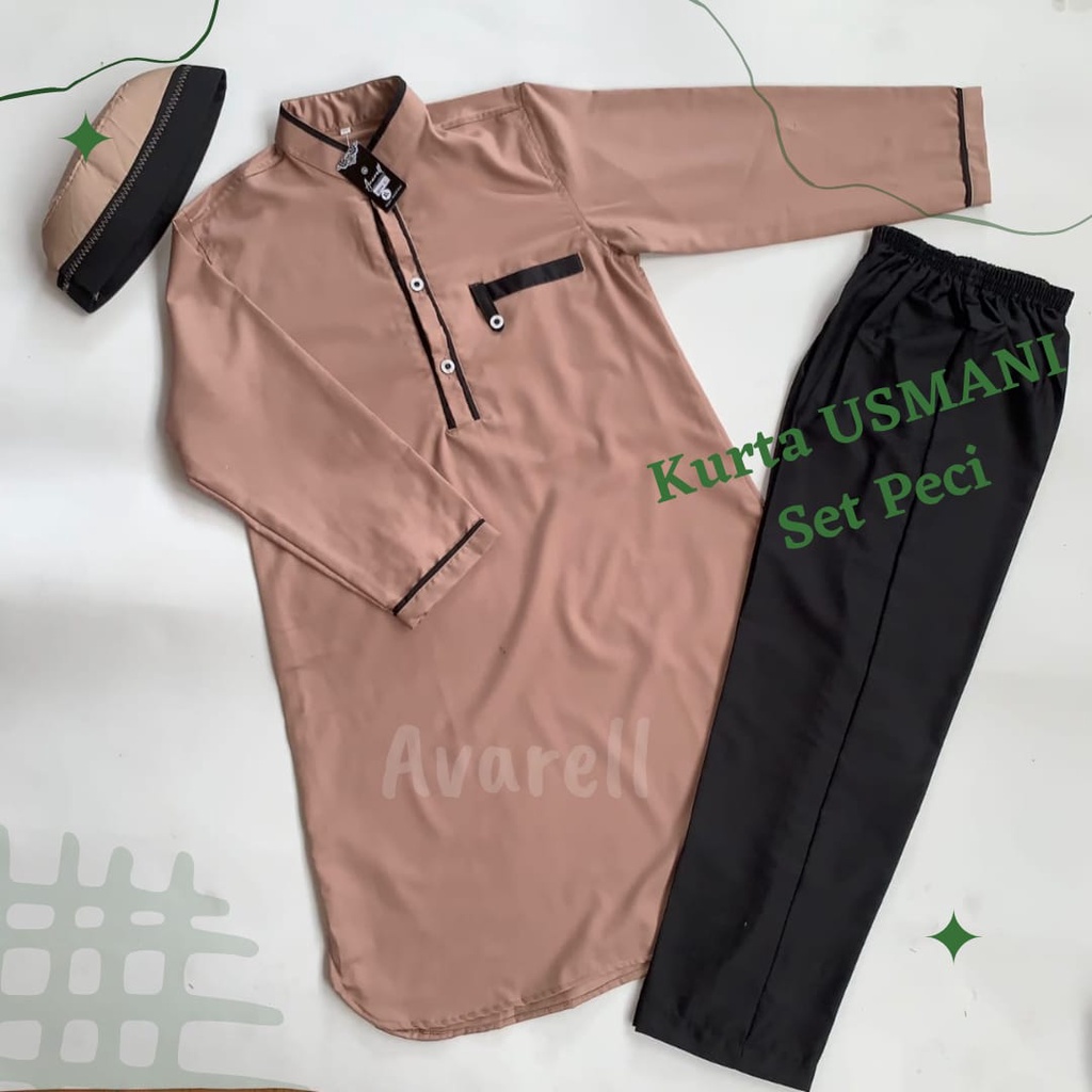 "USMANI PJ" Baju Koko Anak Laki Laki Toyobo Lengan Panjang umur 1- 13 tahun / Koko Muslim Anak / Pro