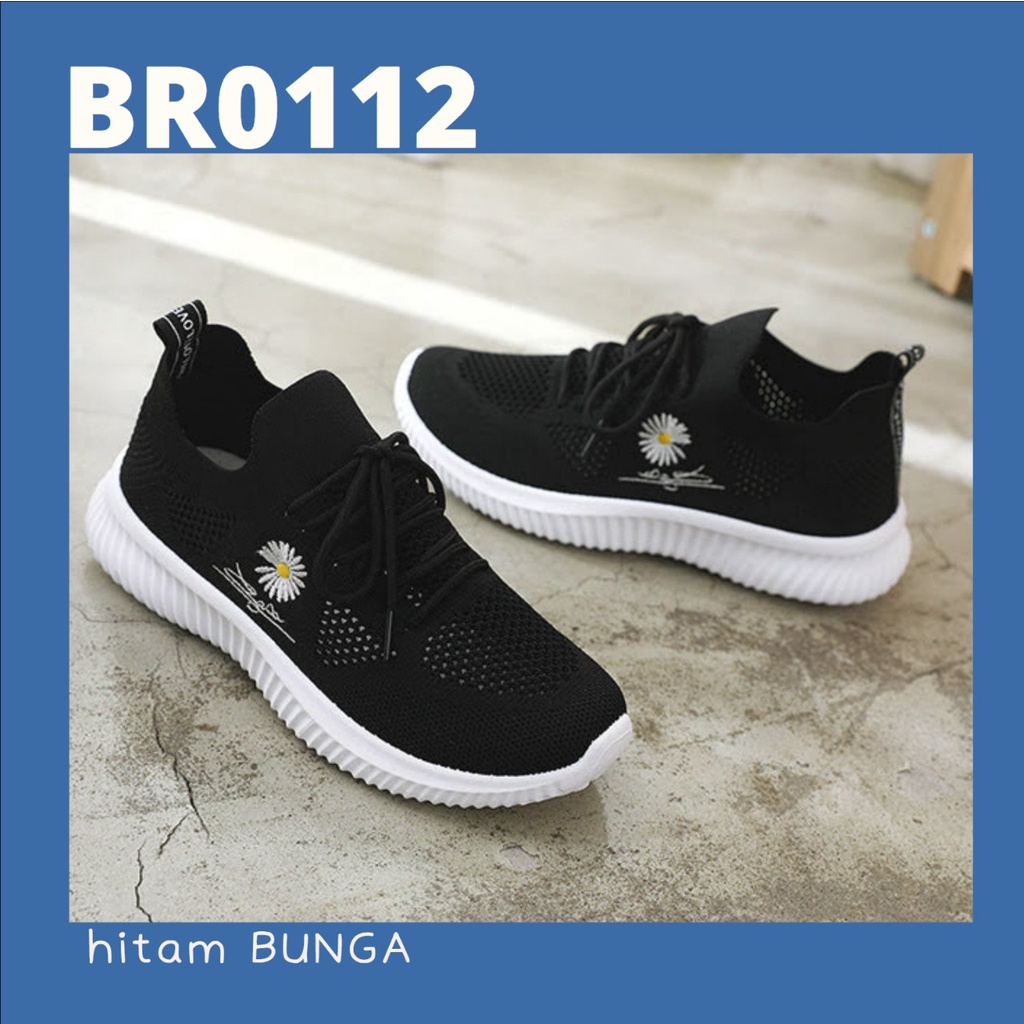 SHOEGALLERY LV0112 Sepatu Sneakers Rajut Wanita Motif Bunga Fashion Trend Kekinian