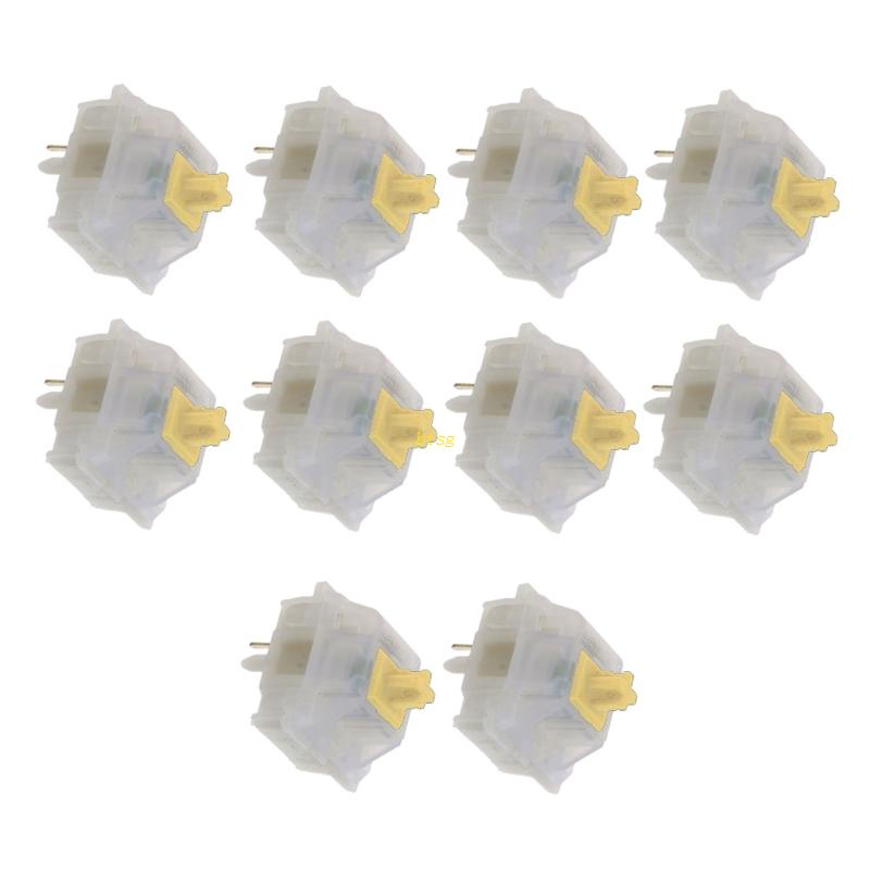 Btsg 10pcs Keyboard Mekanik Cherry Clone Gateron MX Switch Transparan Untuk Case MX Milky Yellow Switch Lighting Trans