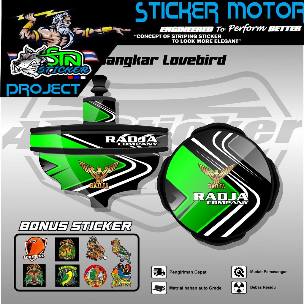 Stiker Tebok Lovebird Motif Radja - Sticker Decal Sangkar Burung Love bird Tipe BATMAN AR-001