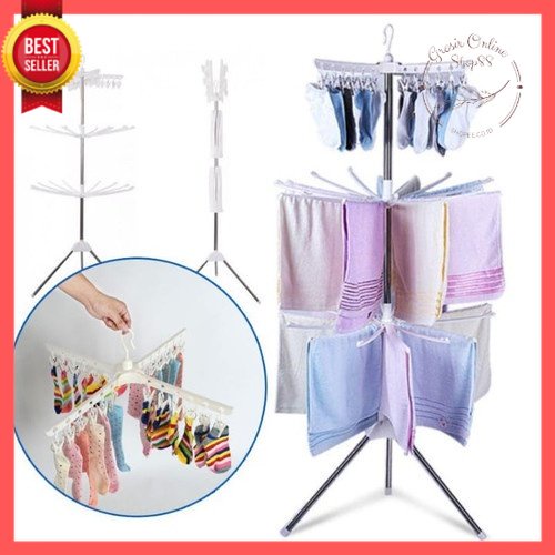 GOS -Z115- Foldable Clothes Drying Airer Rak jemuran lipat /jemuran menara 3 tingkat