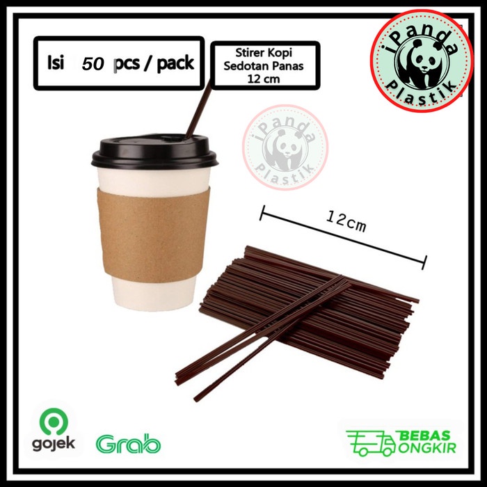Stirrer / Sedotan pipih pengaduk kopi Uk 12cm (Isi +/- 50 pcs)