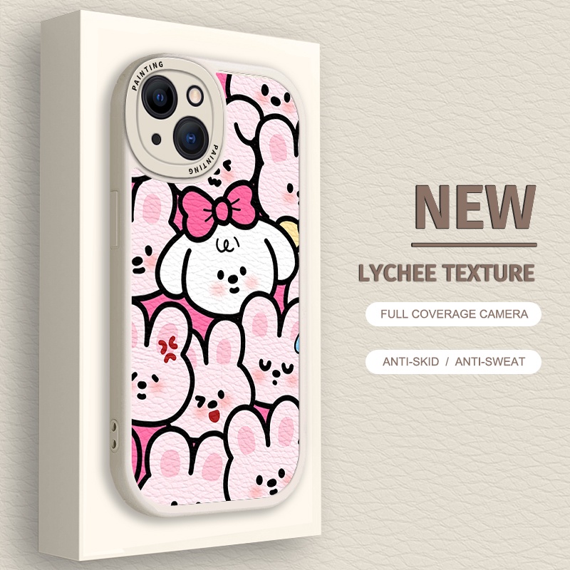 Case iPhone Untuk14 /13 /12 /11 Promax Lovely bear and rabbit Soft Casing Untuk Iphone6 /7 /8 Plus/X/XR/Xs Max Cover