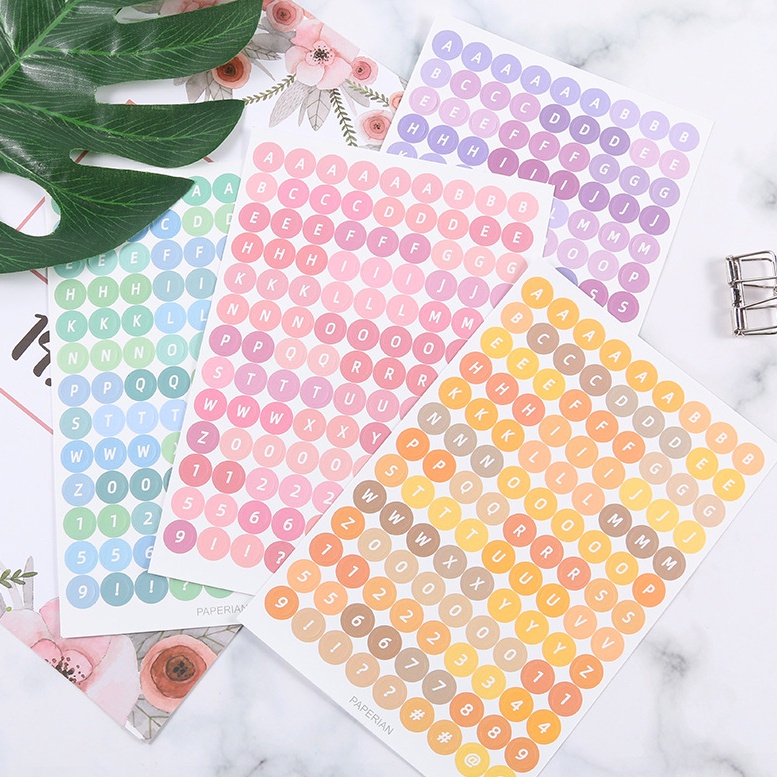 [Harga Grosir] 1pc Diy Stiker Bahan Dekoratif Kreatif 4warna Lucu Dot Angka Tangan Aksen Stiker Permen Berwarna Polkadot Angka Alfabet Inggris Stiker