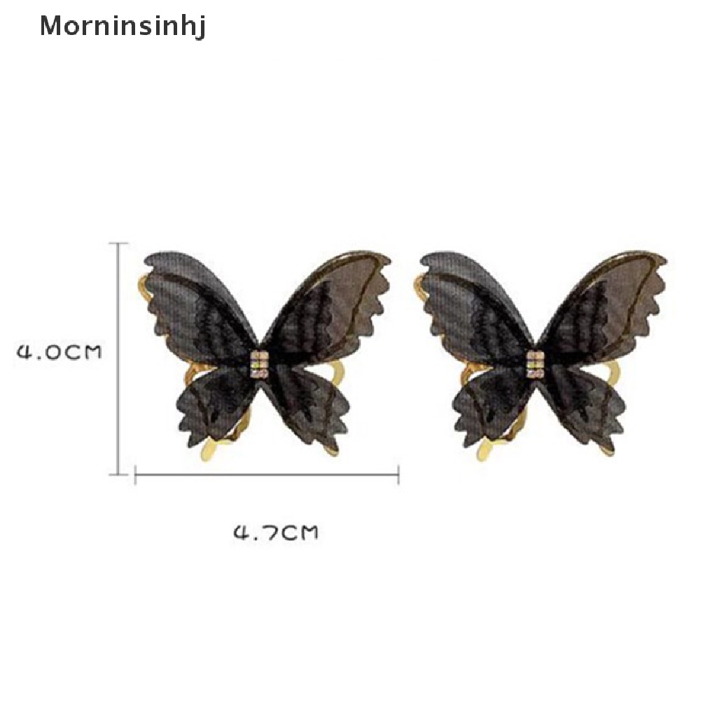 Mornin Anting Kupu-Kupu Jala Besar Romantis Tulle Hewan Hitam Putih Butterfly Stud Earrings Pesta Pernikahan Fashion Perhiasan id