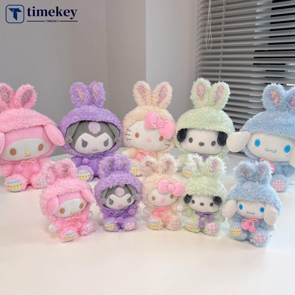 Timekey Mainan Mewah Sanrio Easter Change Rabbit Kulomi Melody Laurel Dog Plush Doll Liontin Boneka Dekorasi Ulang Tahun Pernikahan Mainan C9F1