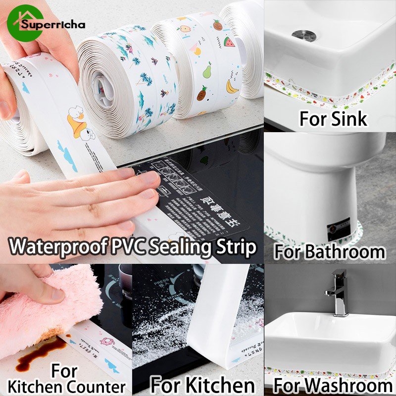 Hot Sale/3.8m Strip Penyegel PVC Tahan Air Dapur/Moisture Proof Tape/Kamar Mandi Toilet Wastafel Dinding Sudut Tepi Diri/Stiker Celah Tahan Air Dapur/Stiker Jahitan Cantik