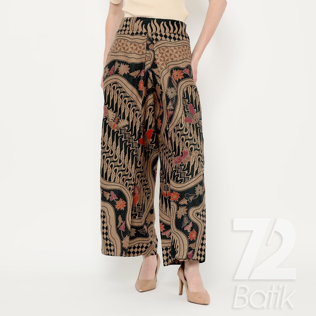 CELANA KULOT BATIK Premium Motif Sungai Kupu Warna Hitam 723188 Cap 72 -  Layer Lawasan Celana Tumpuk Kerja Kantoran Bawahan Kebaya