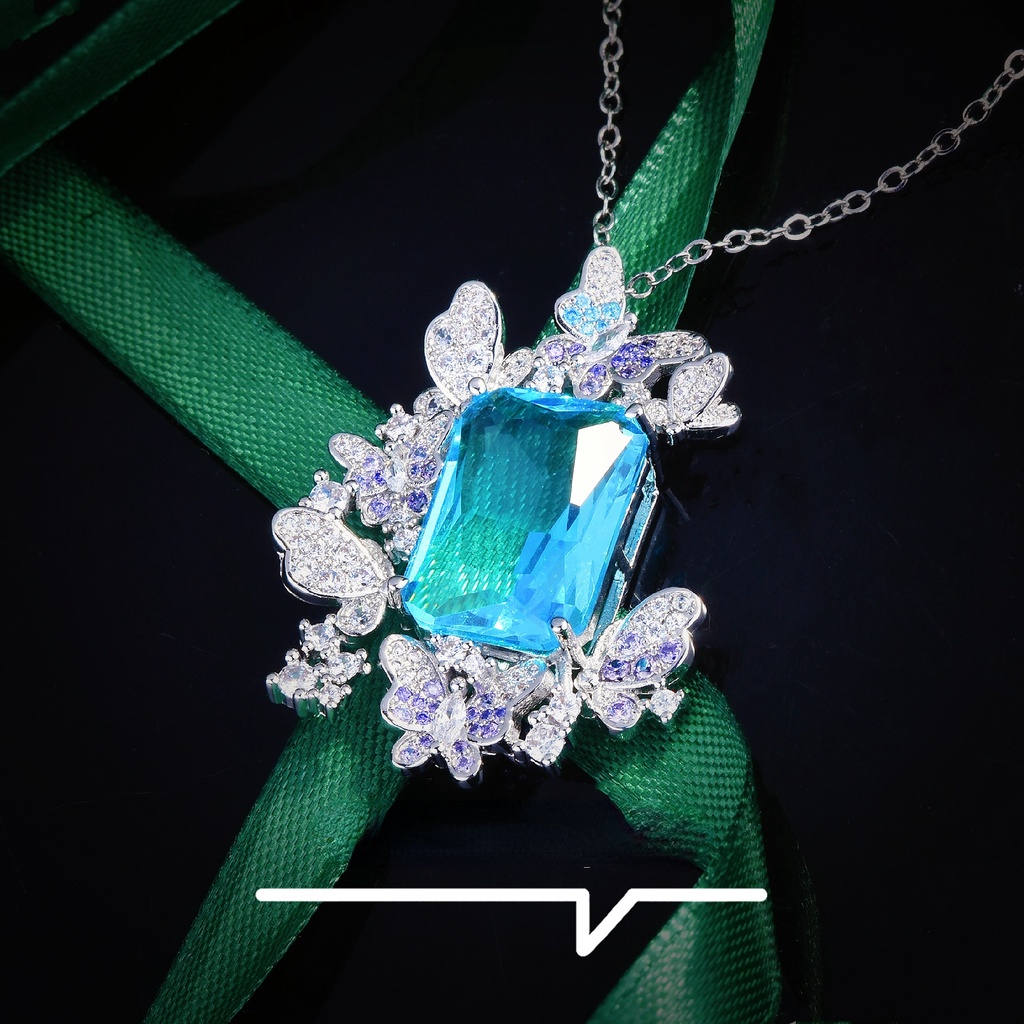 Goldkingdom Fashion Perhiasan Aksesoris Ready Stock Gaoding Jewelry Super Peri Busur Safir Kalung Kupu-Kupu Safir Liontin Dewi Cahaya Di Sungai Seine
