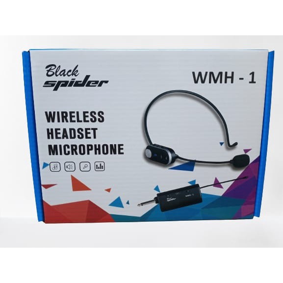 MIC WIRELESS HEADSET BLACK SPIDER WMH-1 MICROPHONE BANDO PORTABLE