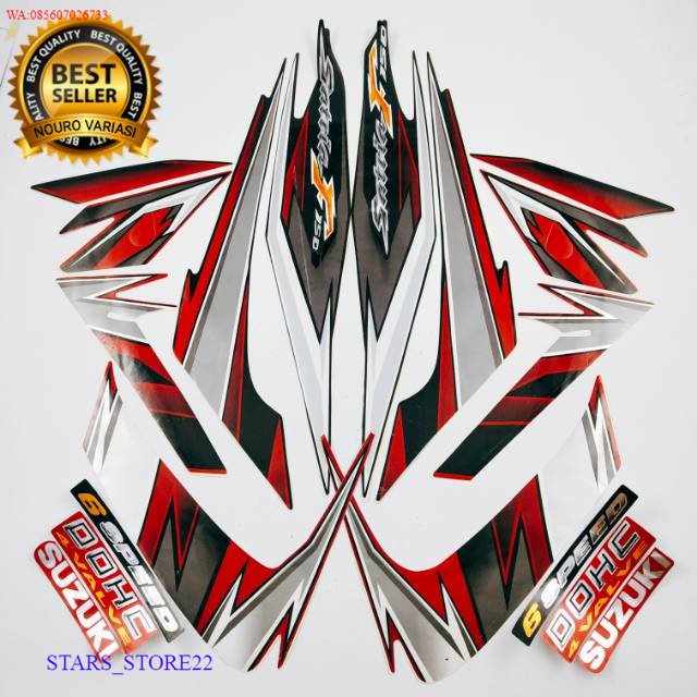 (ORI) striping suzuki satria fu f 150 2009 barong hitam merah list body motor standar KUALITAS ORIGI