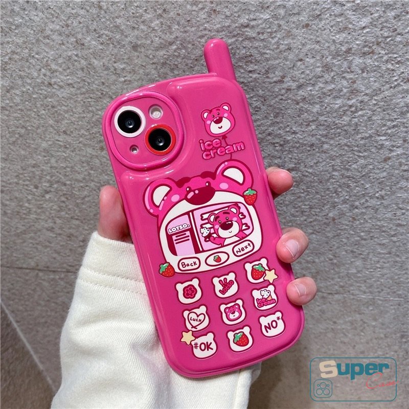 IPHONE Kepribadian Retro Kartun Ponsel Bentuk Case Kompatibel Untuk Iphone13 11 14 12 Pro MAX 7Plus 8Plus XR X XS Max7 8 Plus SE 2020 Kreatif Lucu Strawberry Manyo Lembut Tpu Cover