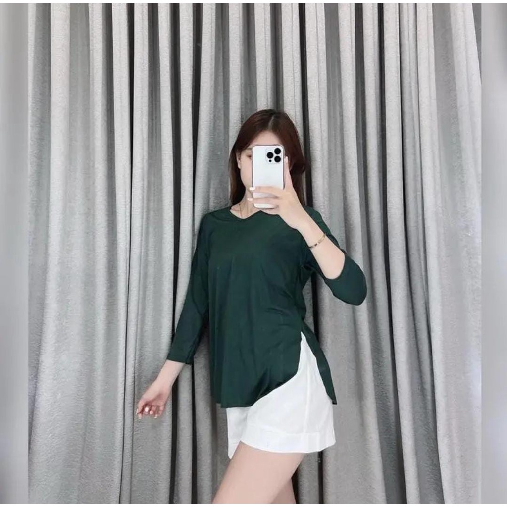 Kaos Oversize Lengan 7/8 Kaos Wanita Atasan Wanita SpandeK Apps