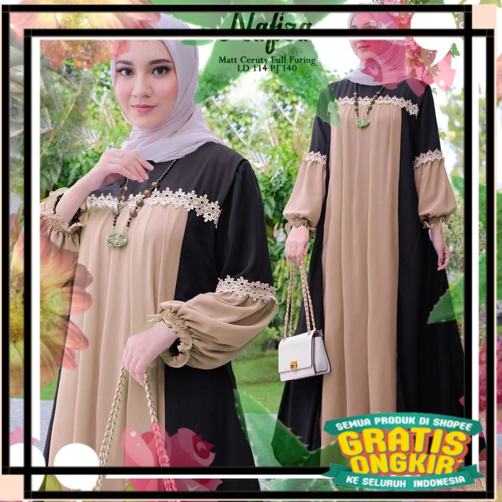 NAFIZA DRESS JUMBO / GAMIS WANITA FASHION BUSANA MUSLIM / GAMIS JUMBO TERBARU / LONG DRESS JUMBO BIG
