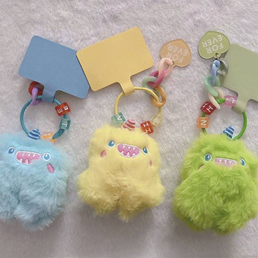 Ins Lucu Mewah Monster Liontin Ponsel Gantungan Kunci Aksesoris Menggemaskan Aksesori Hadiah Boneka Keychain