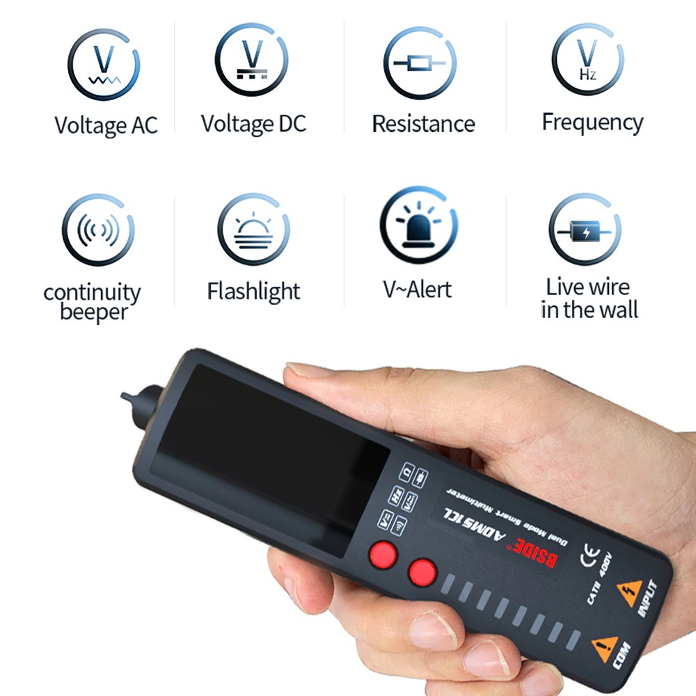 (BISA COD) FTIHSHP BSIDE Voltage Indicator Tester Non contact AC 2.4 Inch LCD - ADMS1CL