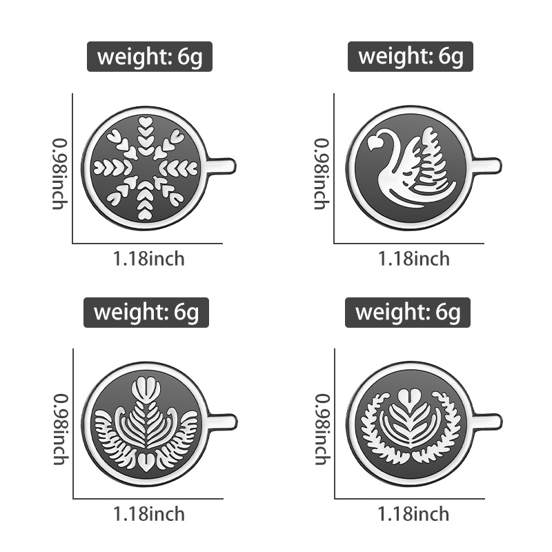 Coffee Art Pattern Enamel Pins Funny Coffee Brooch Badges Metal Lapel Pin Barista Jewelry Gift