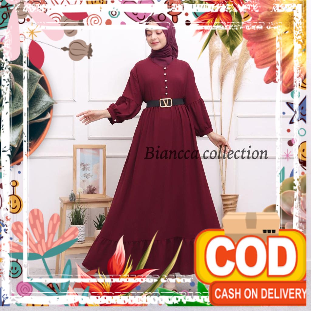 DELIA GAMIS CRINKLE DRESS GAMIS  KANCING MUTIARA GAMIS JUMBO FREE BELT ALL SIZE FIT XL GROSIR ECER P