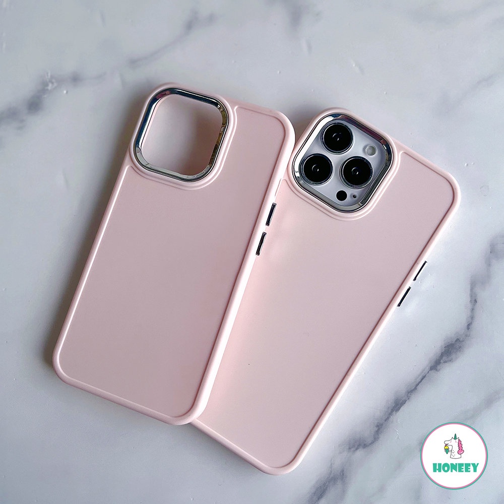 Casing Ponsel Lensa Electroplated Polos Sederhana Kompatibel Untuk iPhone 11 Pro Max14 12 13pro 14plus Silikon Lembut Shockproof Penutup Belakang