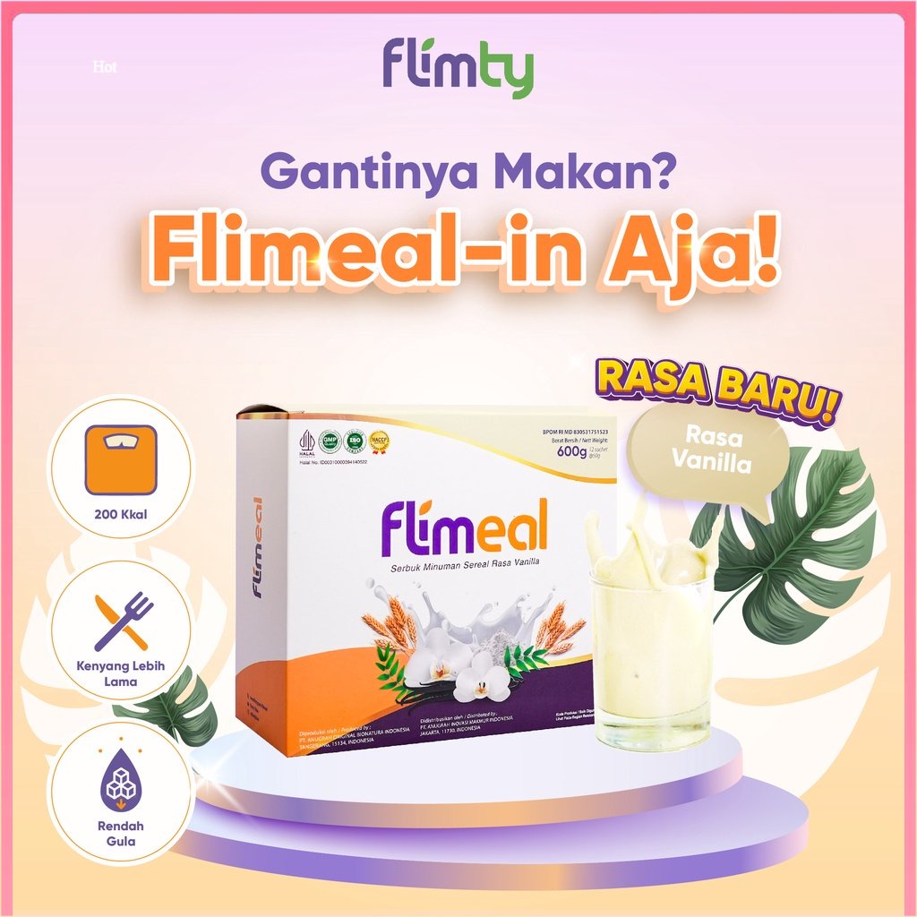 Flimeal (Meal Replacement) - 1 Box (Isi 12 Sachet) - Vanilla Surabaya