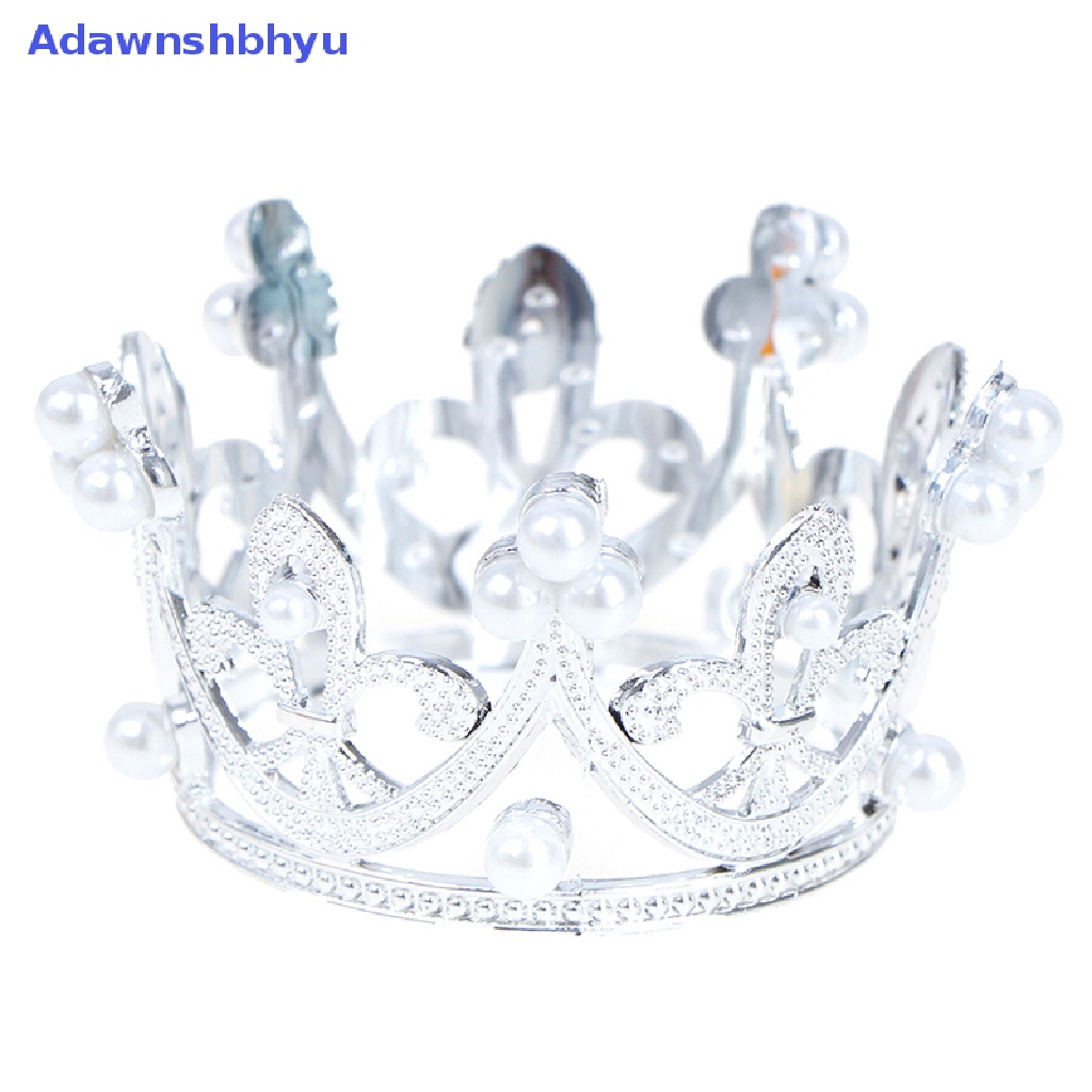 Adhyu 1PC Topper Kue Mahkota Mini Kristal Mutiara Tiara Anak Hiasan Rambut ID