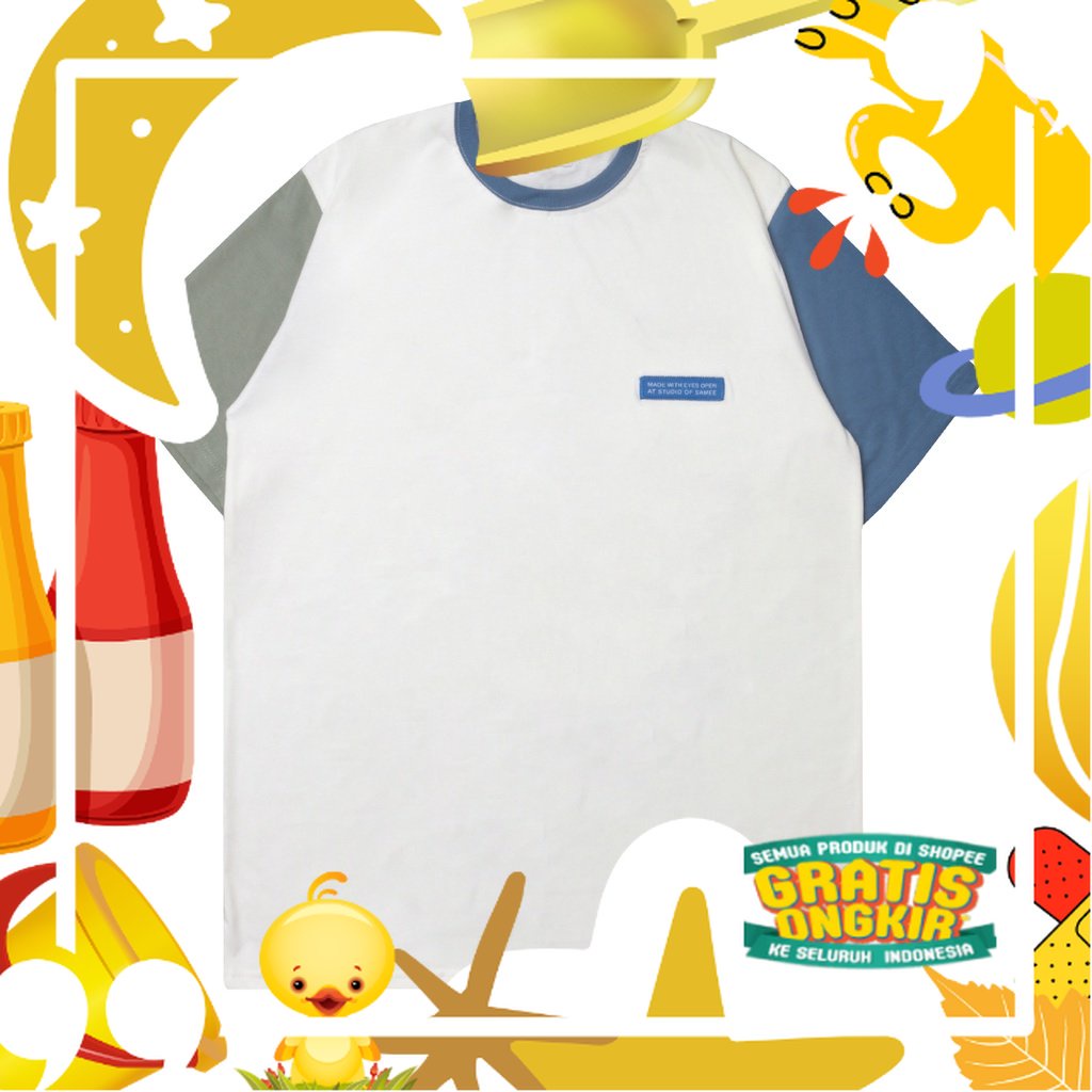 Samee Colourblock T-shirt | kaos kombinasi Samee putih/ hitam oren ungu tosca khaki
