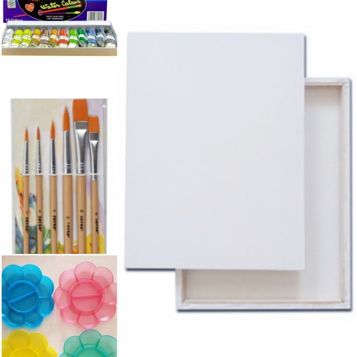 

DISKON WARNA/ Paket Alat Lukis + Kanvas 15x15 - cat akrilik