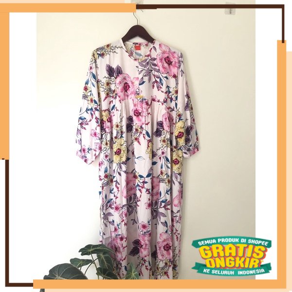 SERIES RAMADHAN RAYA 2023 MIDI DRESS RAYON MOTIF BUNGA/MIDI DRESS WANITA TERBARU/MIDI DRESS KEKINIAN