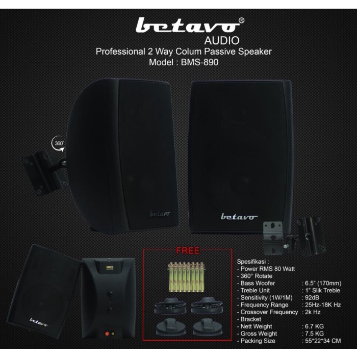 SPEAKER BOX PASIF 6.5 INCH BETAVO BMS 890 TERMASUK BRACKET