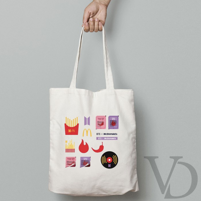 Promo - BUTTER BTS x MCD /TOTE BAG BAHAN KANVAS MOTIF BTS MC DONALD - Mcd x bts - Sedia tas polos cu