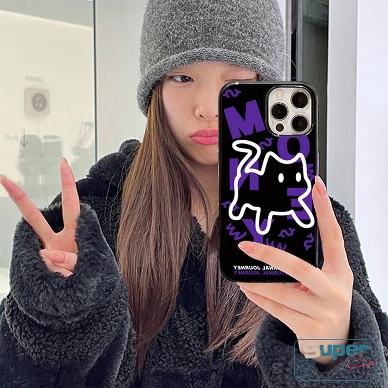 Anjing Lucu Dengan Kacamata Hitam Glossy Case Kompatibel Untuk IPhone 7plus XR 11 Pro Max13 14 12 Pro Max 7 8 Plus X XS Max SE 2020 Fashion Scare Kartun Kucing Shockproof Halus Lembut Casing Belakang