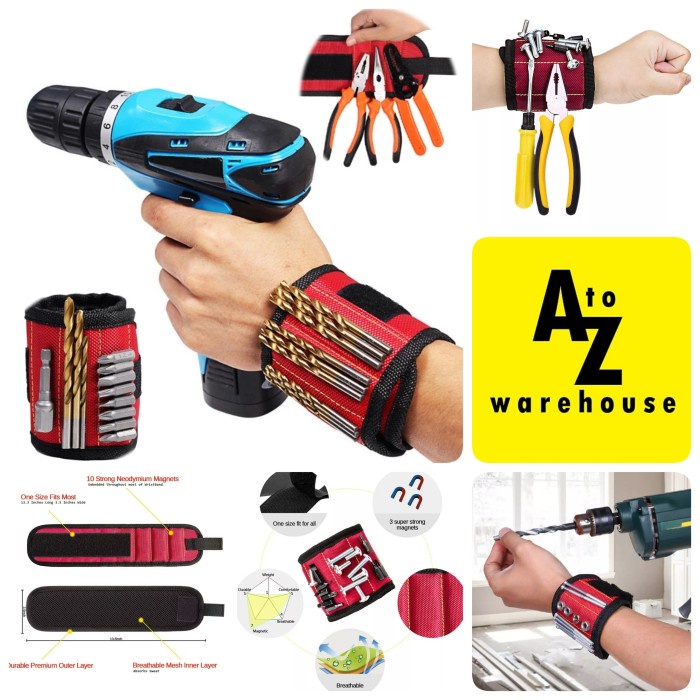 Magnet Wristband Tool Gelang Magnet Paku Baut Tools Alat Set Tukang