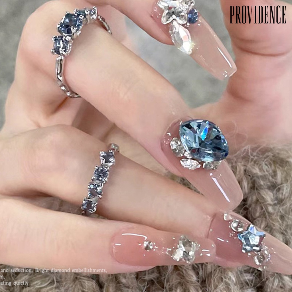 Providence 10Pcs Nail Art Decor Shining Stunning Efek Visual DIY Berkilau Manicure Kristal Imitasi Menunjuk Dasar Kuku Berlian Imitasi Salon Kuku Pasokan