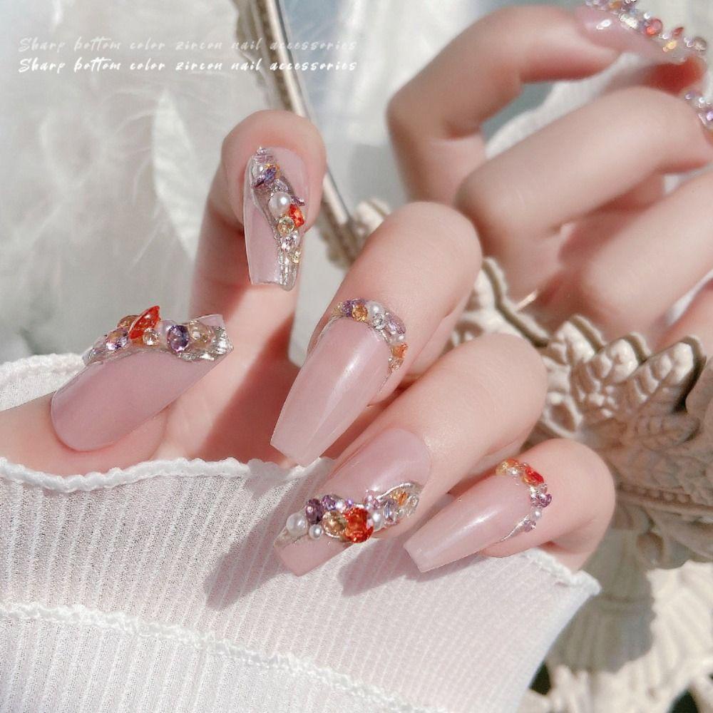 Mxbeauty Aksesoris Manicure 3D Untuk Ornamen Nail Art Zirkon Bulat Mewah Profesional
