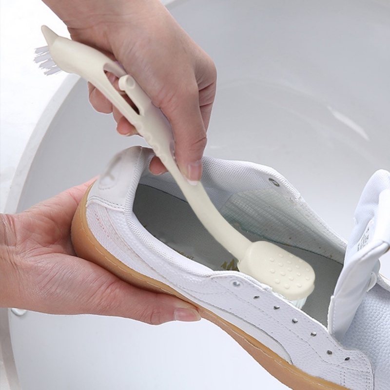 Rumah Tangga Krem Deep Clean Scrub Brushes Sikat Pembersih Sepatu Berkepala Dua Dengan Gagang Panjang Multifungsi Bulu Keras Kamar Mandi Kompor Wastafel Sikat Pembersih Bathtub