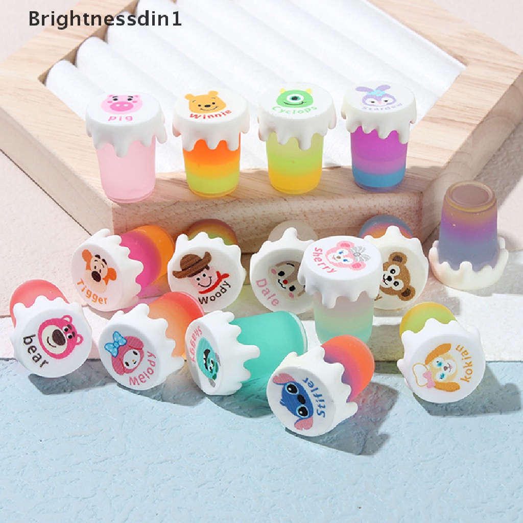 [Brightnessdin1] 4pcs Toples Selai Madu Teh Mini Bercahaya Cangkir Rumah Boneka Miniatur Madu Pomelo Butik