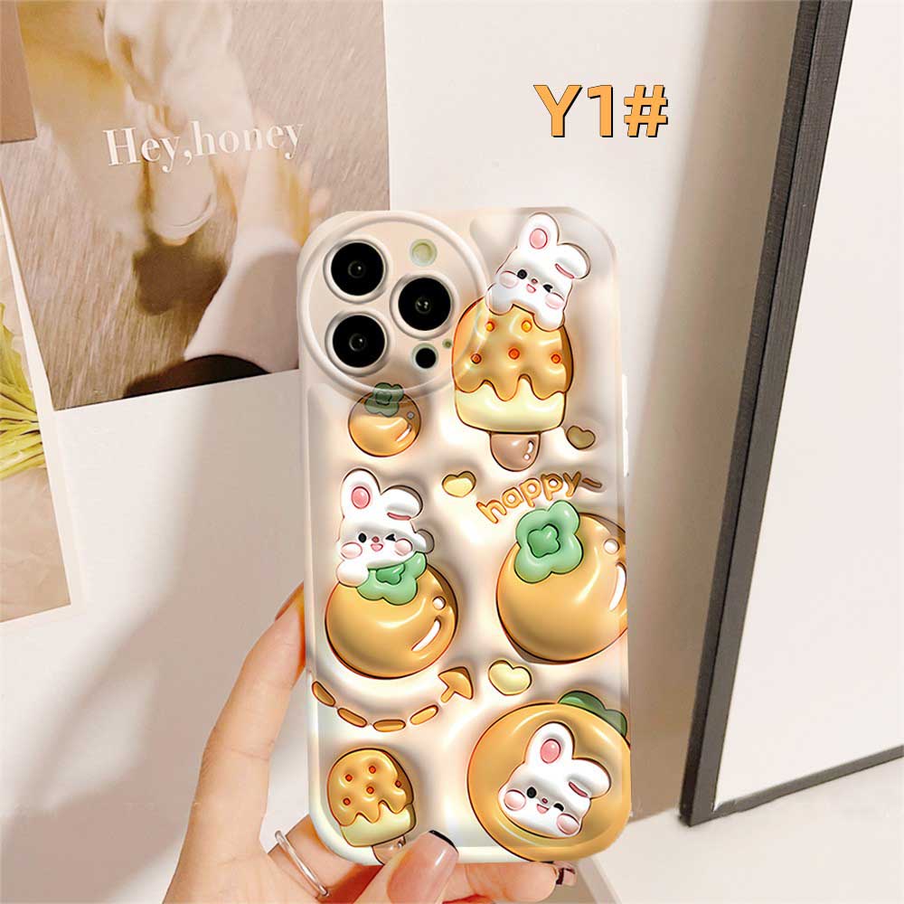 Case Realme 10 C21Y C25Y C15 C12 C25S C11 C20 realme5 5i 6i C3 8i Bunga Lucu Kelinci Bantal Udara Fasion TPU Phone Cover