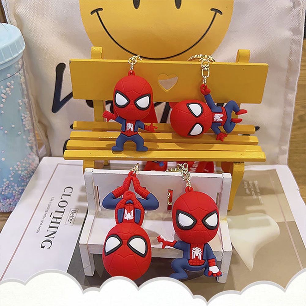 Gantungan Kunci Spider-Man Keren Silikon Spider-Man Marvel Hero Doll Pendant Liontin Tas