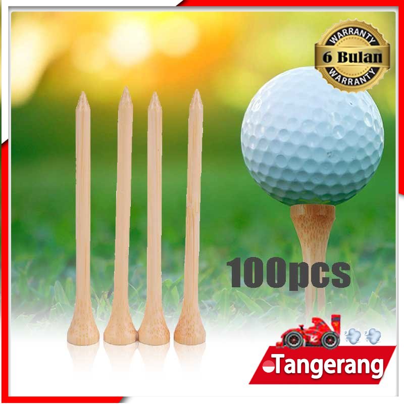 100 Pcs / Set Tee Bola Golf Bambu Bahan Bambu 83mm