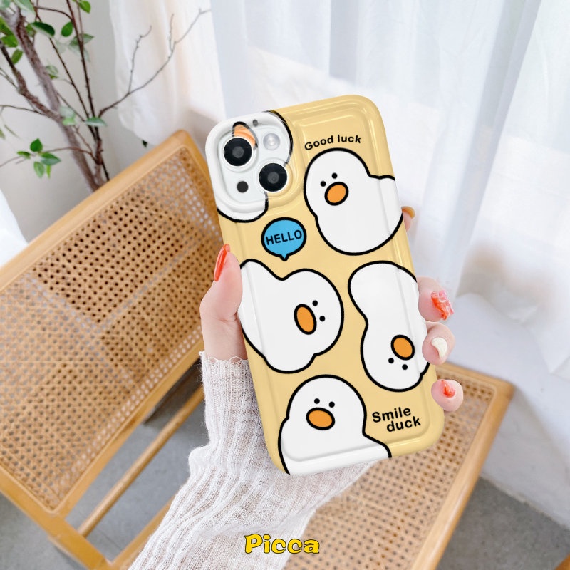 Casing Realme C21Y C35 C33 C15 C11 2020 C12 C25 C25Y C25s Case Realme 5 6i 5i 5s C20 C20A C1 C2 C3 C11 2021 Kartun Lucu Lovely Duck Airbag Shockproof Lembut Tpu Air Cushion Case