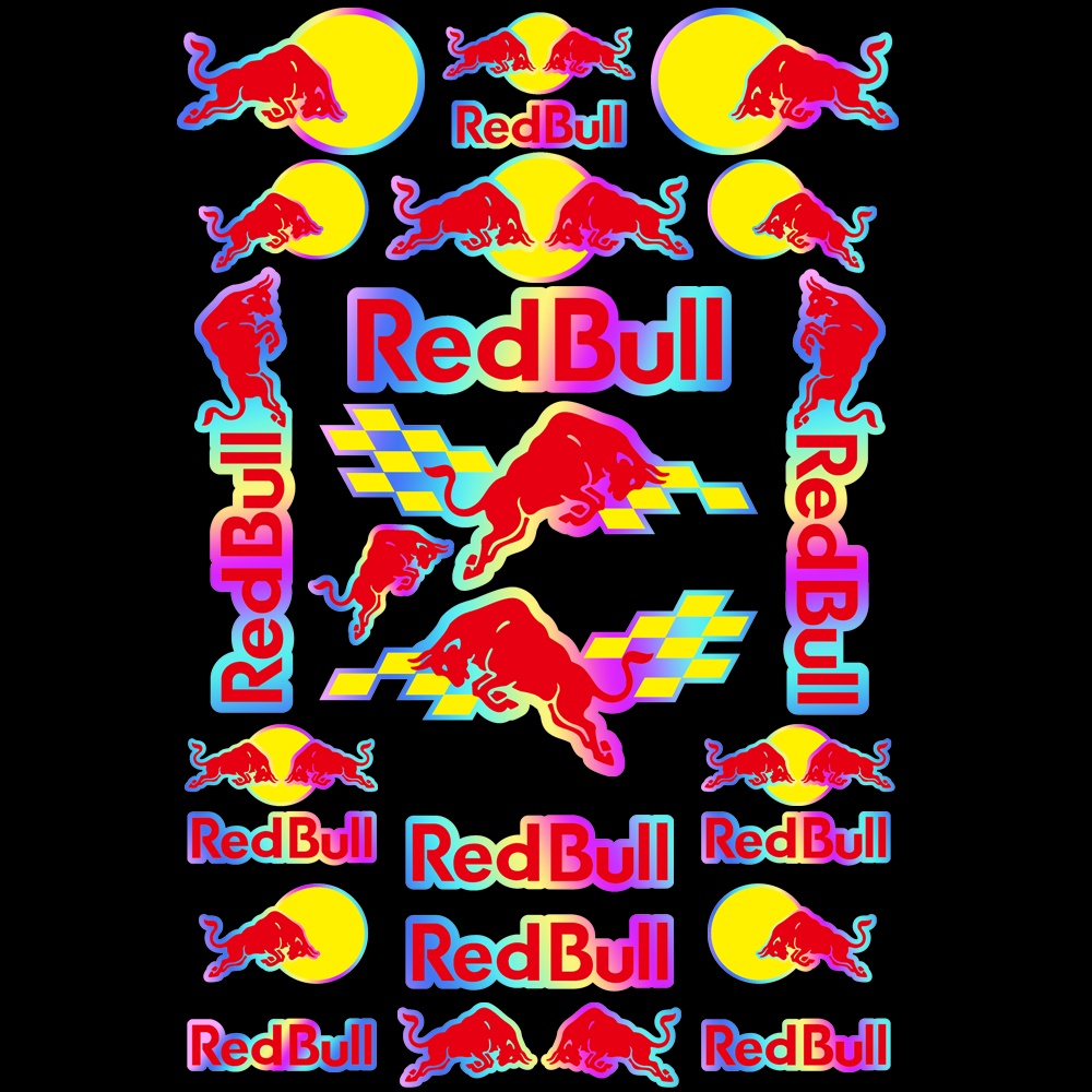 Red Bull Sponsor Stiker Motor Modifikasi Helm Film Transparan Stiker Reflektif Motor Kendaraan Elektrik Helm Stiker Cover Scratch Sticker Anti Air Tabir Surya Sticke