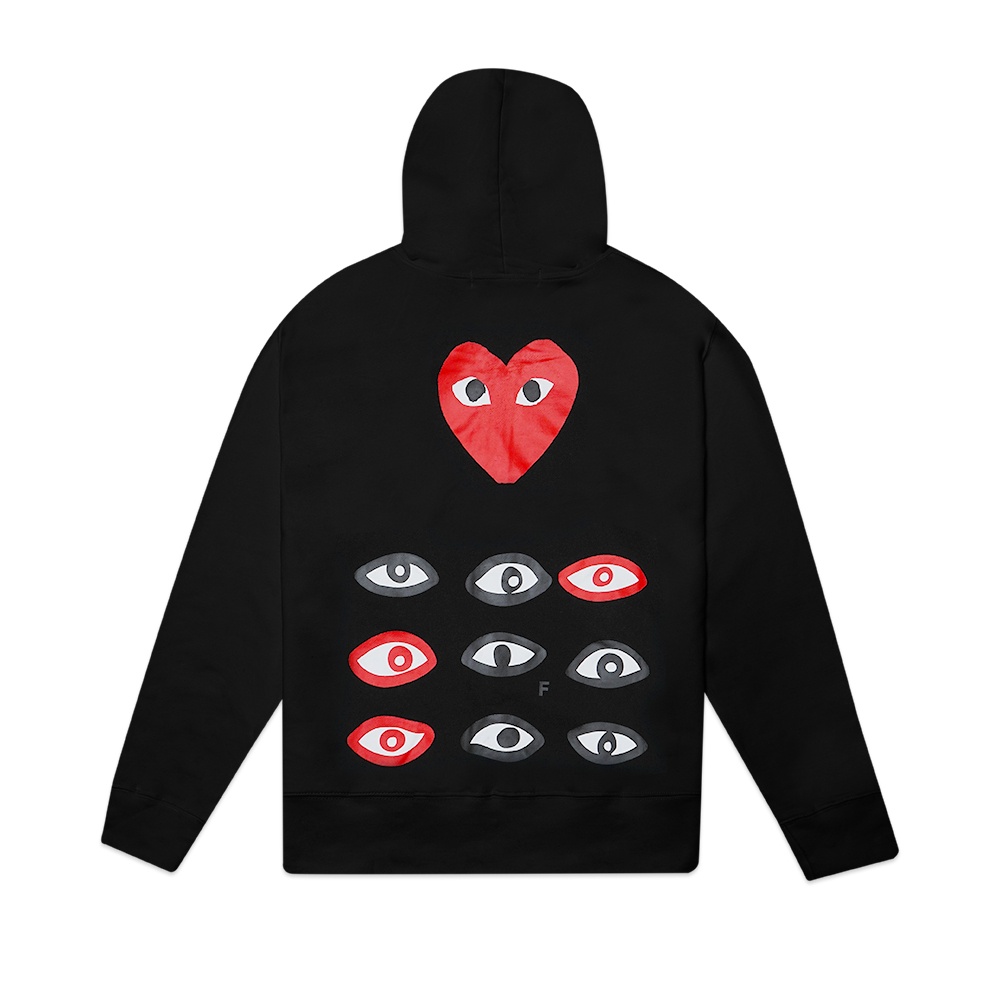 CDG Play Triple Texts Zip-Up Hoodie Black