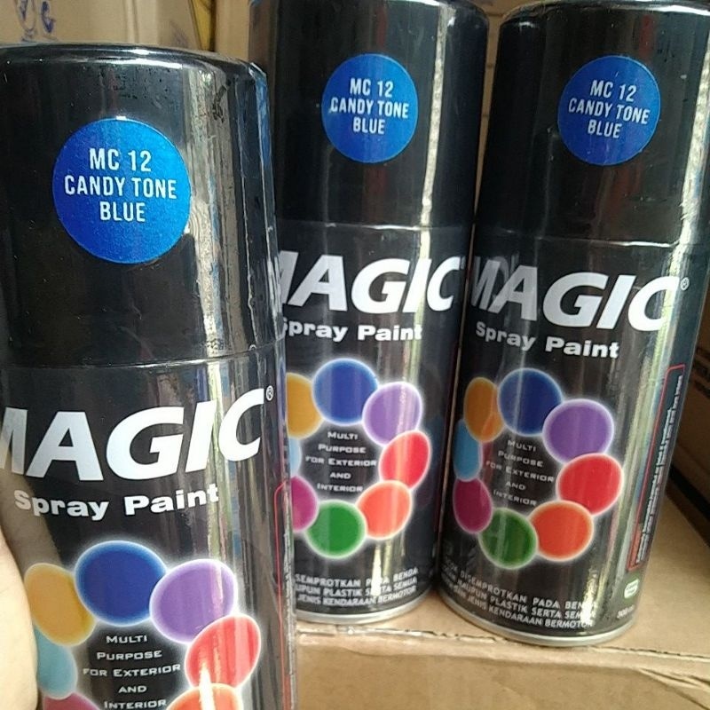 cat semprot pilok pilox magic spray paint magic candytone blue mc12 MC 12 candy tone blue biru bening 300cc