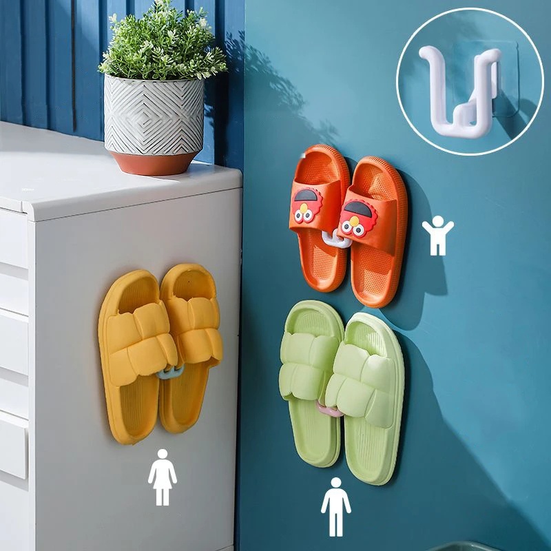 [Warna Random] Rak Penyimpanan Sandal Yang Dipasang Di Dinding Kamar Mandi Tahan Air Self-adhesive Gantungan Sepatu Hemat Ruang Tempat Sepatu Serbaguna