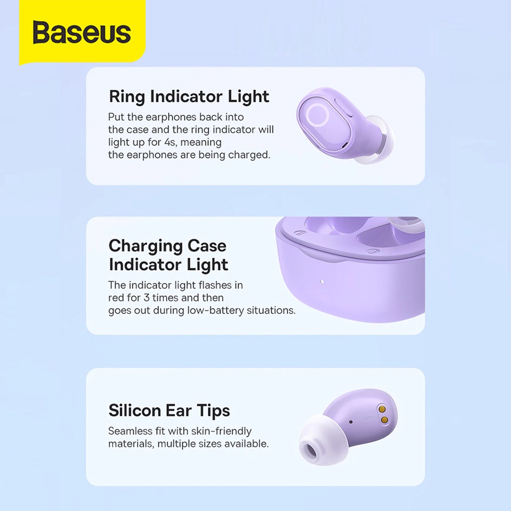 Baseus WM02 Plus TWS Headset Bluetooth Earphone Mini Earbuds Handsfree - NGTW28