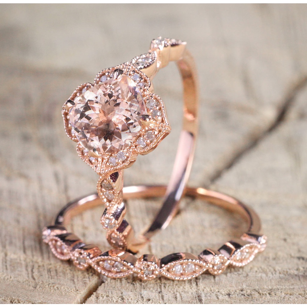 Goldkingdom Aksesoris Perhiasan Fashion Ready Stock Wanita Eropa Dan Amerika Rose Gold Plated Ring Square Set Ring Engagement Ring Micro Bertatahkan