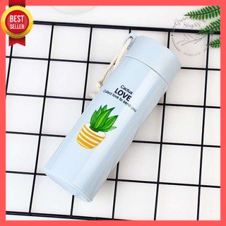 GOS -F404- Botol Minum Kaktus Thermos Kaca - Botol Kaca Minum Botol Motif Cactus Love 450ml