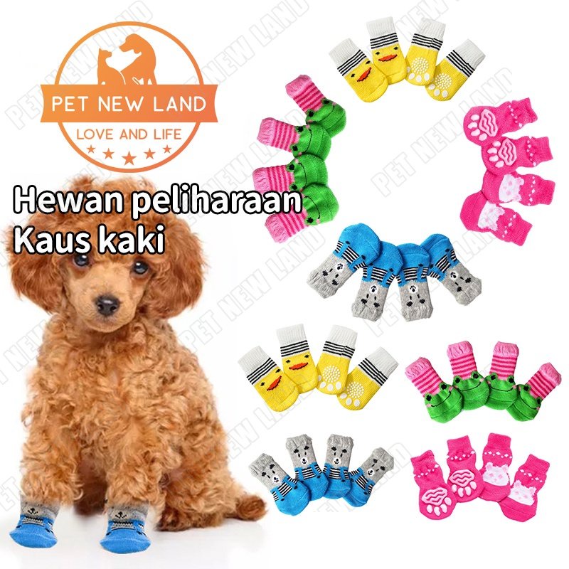 Kaus Kaki Anjing Kecil Kaus kaki Kucing Pet Socks Pet Clothing 4 Pcs