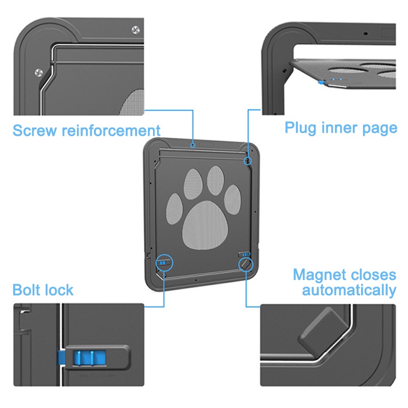 Dog Cat Flap Door Pet Cat Inside Door Lockable Safe Screen Outdoor Door Magnetic Self-Closing Function Pintu Kokoh Untuk Anjing Kucing