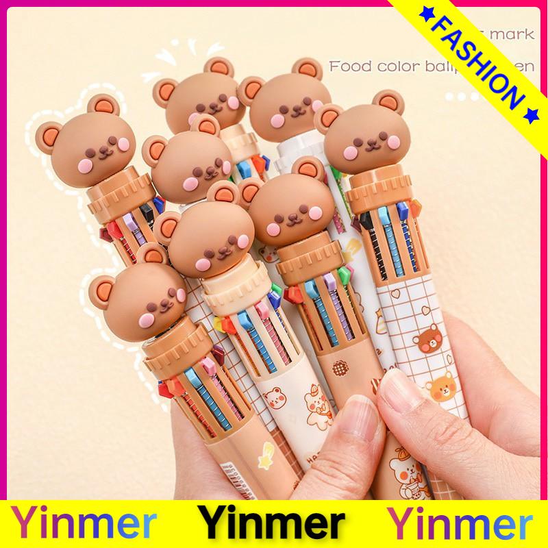 

COD✨ 10 Warna Tekan Pulpen Beruang Lucu Bentuk Alat Tulis Kantor Siswa Pena-Yinmer
